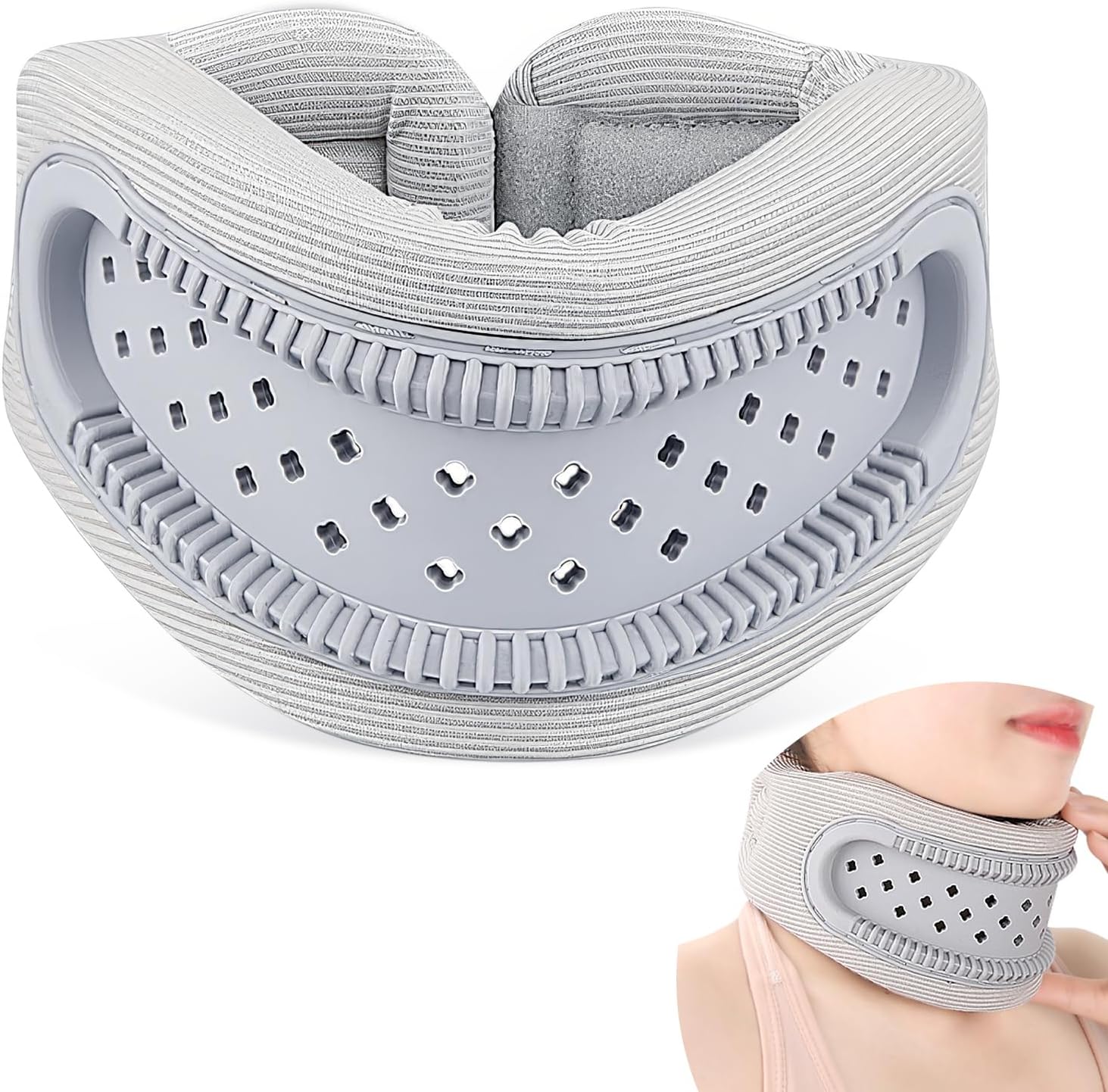 Neck Brace for Neck Pain and Support - Silicone Foam Cervicorrect Neck Brace, Adjustable Neck Support Brace Breathable Cervical Collar for Sleeping Relieving Spinal Pain and Pressure (Grey)