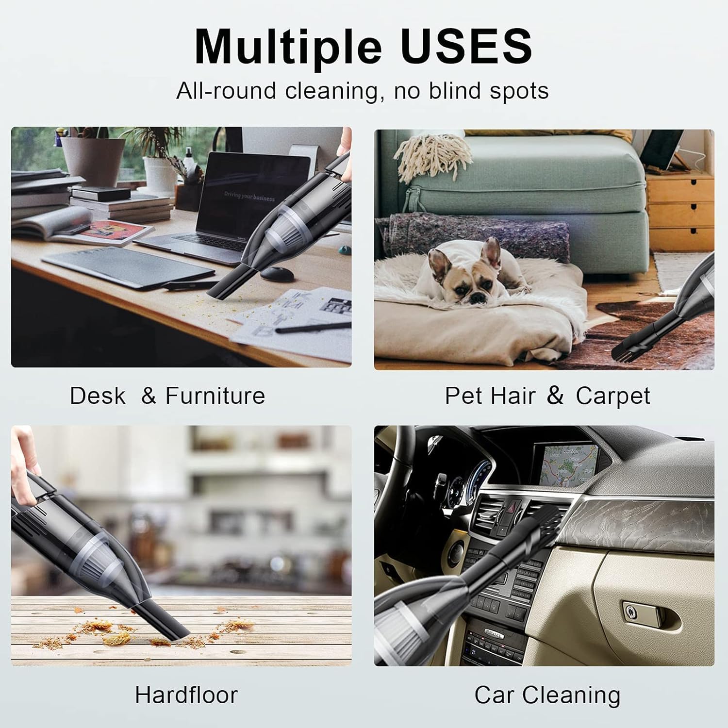 SKYMART Car Vacuum Cleaner – 120W High-Power Handheld Vacuum with USB Charging | Cordless Mini Cleaner with Dual 2000mAh Batteries | 0.5L Dust Capacity | 18-Min Runtime | for Car Interior & Home Use