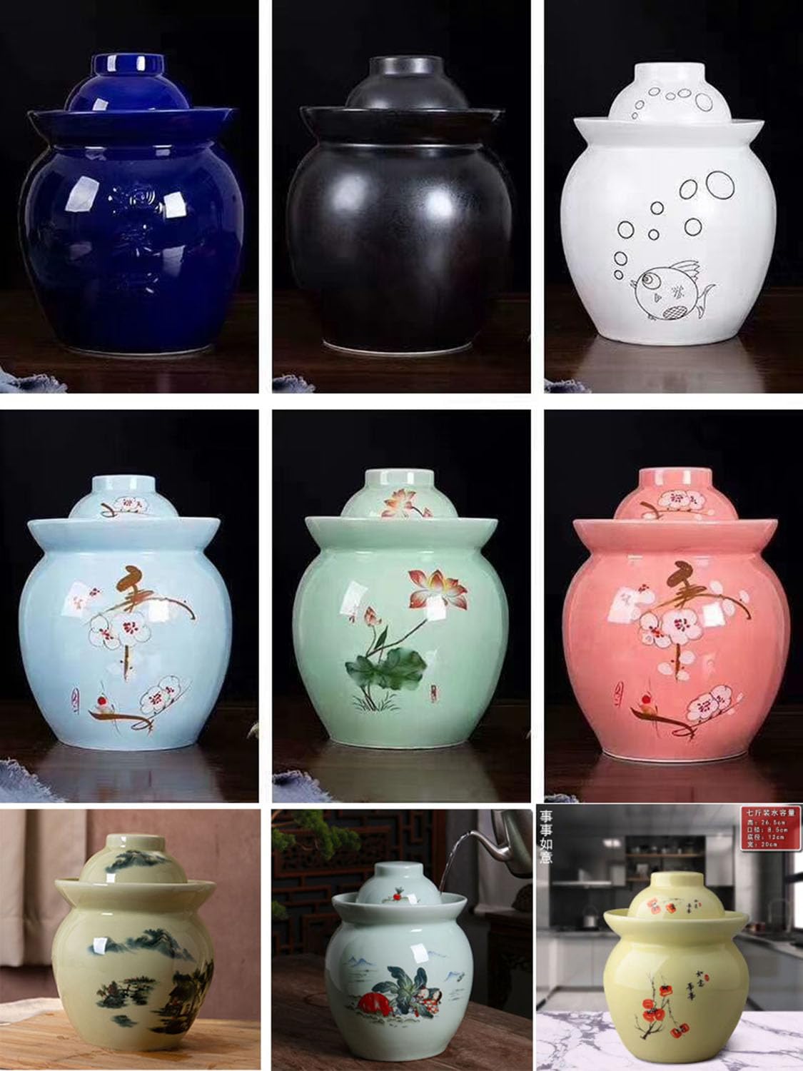 Garnek do fermentacji z pokrywką, ceramiczny słoik ogórki uszczelnieniem