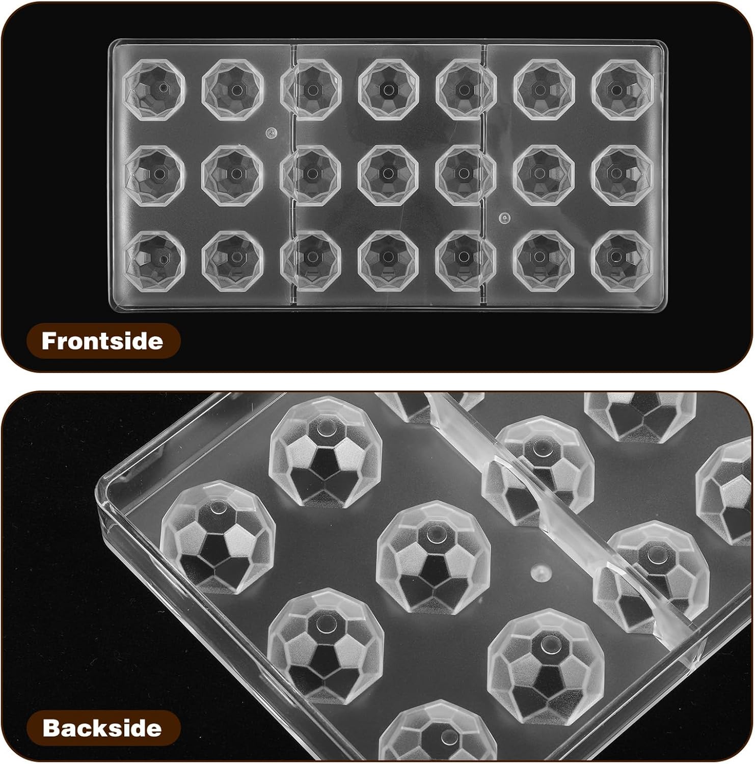 5 Pack Polycarbonate Chocolate Mold Set, 105 Cavities Candy Making Molds, Cookie Tray for Semi-Circle, Daisy, Maple Leaf, Diamond Shapes