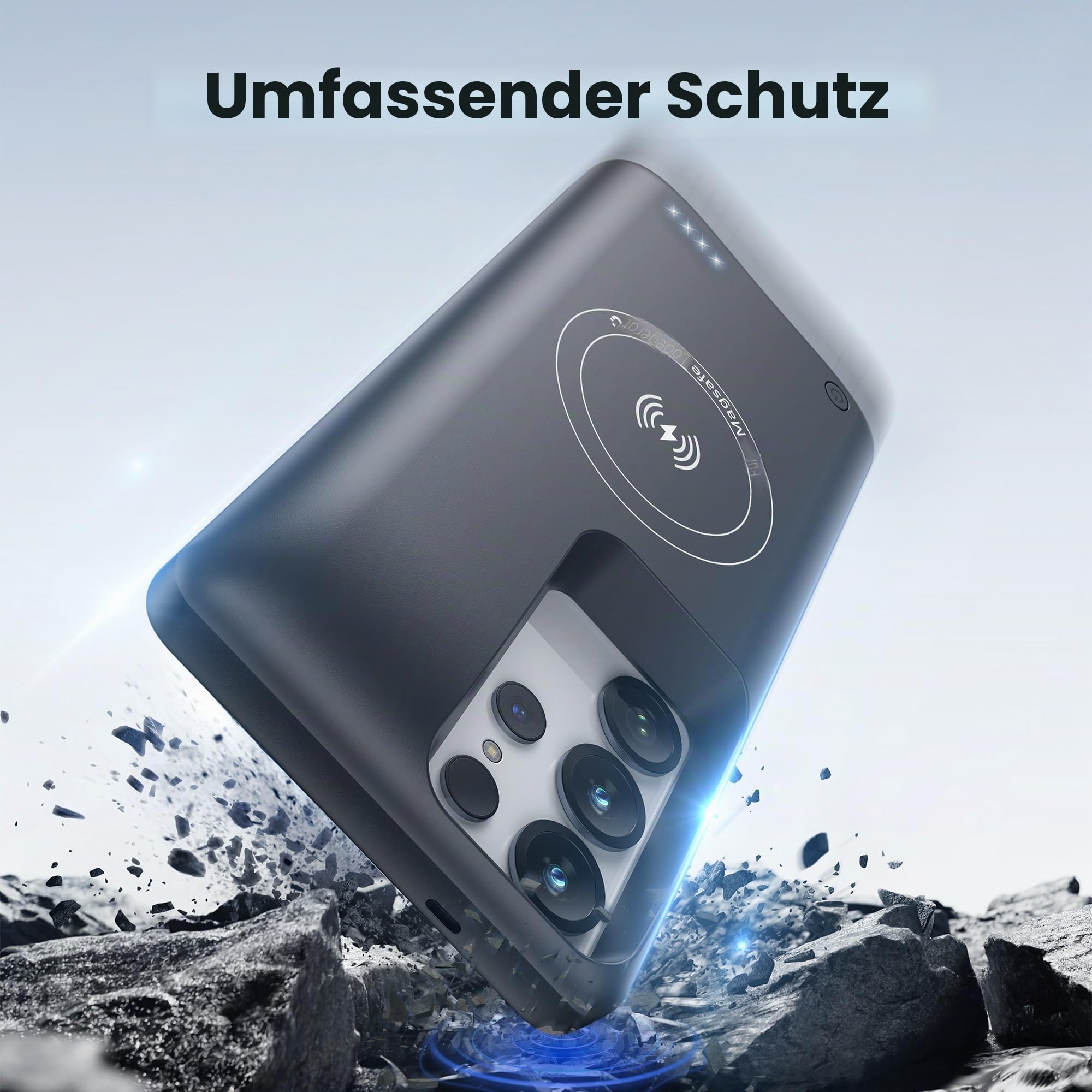 Schutzhülle für Samsung Galaxy S25 Ultra, echte 10.000 mAh, Akku-Schutzhülle, kabellos, intelligent, tragbar, Powerbank, externer Akku
