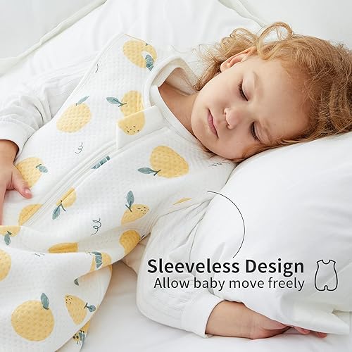 Miniatura 2 de Duomiaomiao 1.0 TOG - Saco de dormir súper transpirable para niños de 6 a 12 meses, 100% algodón, saco de dormir para cuatro estaciones con pies,