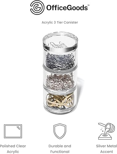 Miniatura 5 de OfficeGoods - Organizador apilable de acrílico de 3 niveles, accesorio funcional y elegante para tu oficina u hogar, un lugar para todas tus cositas