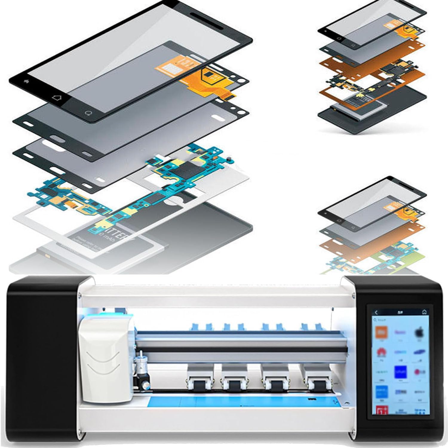ANXYYDS Mobile Phone Film Cutting Machine, Intelligent Screen Protector Film Cutter, with Touch Screen Supports 17 Languages, Supports 16" Membrane, for Mobile Phones, Computers, Watches