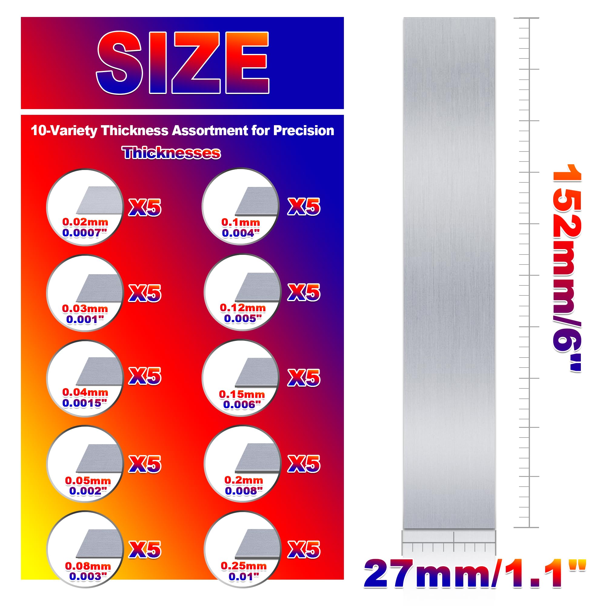Stainless Steel Shim Stock - 50 Pcs -2 Stainless Steel Shim Stock - 50 Pcs -2
