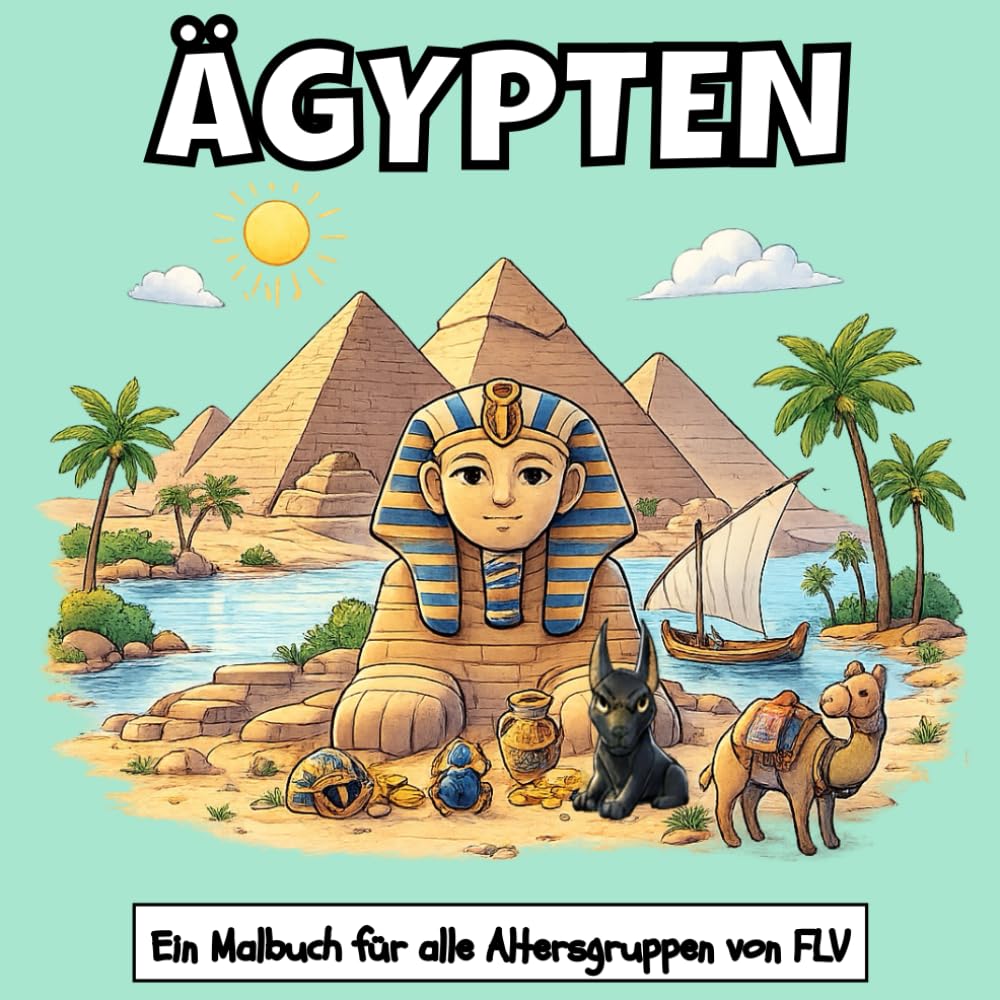 ÄGYPTEN: Ein MALBUCH für alle Altersgruppen. Therapeutisch, Entspannend, Stressabbau & Angstlinderung — Ideal für Achtsamkeit, Kreativität & tägliche ... Illustrationen von FLV (Malbücher)