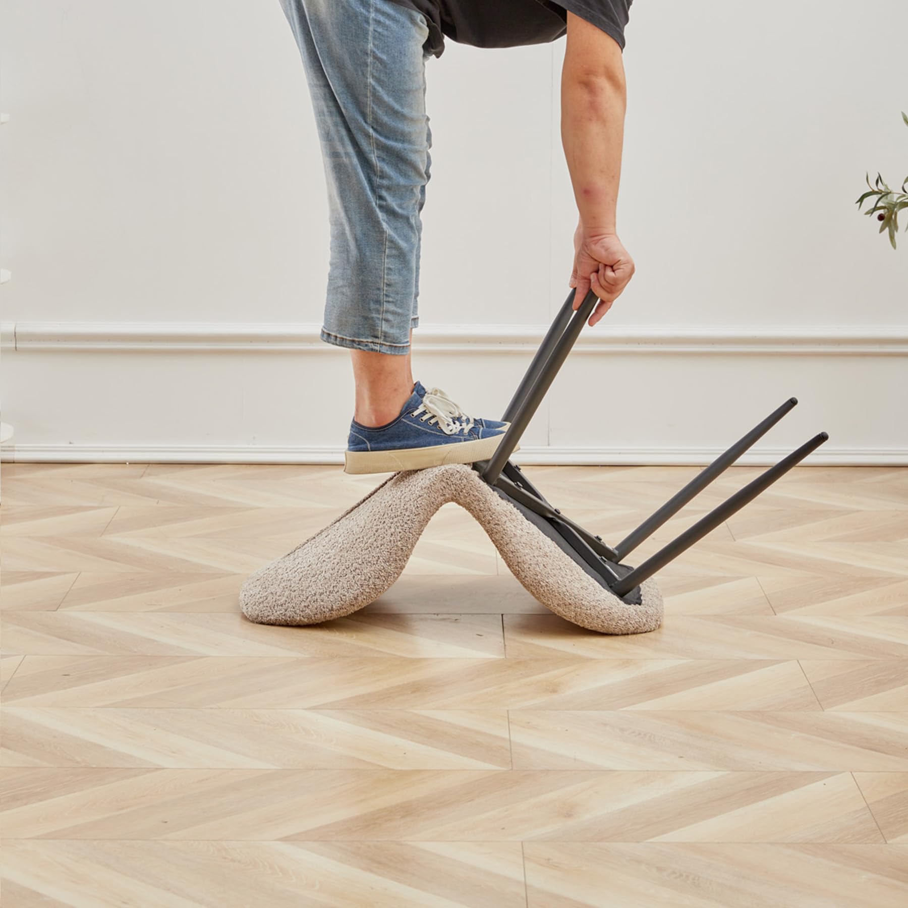 Essgruppe 5-Teilig, 100cm Runder Esstisch und 4 Leinen-Esszimmerstühle, Esstisch und Stühle für 4 Personen, 4 Stühle & Tisch für Küche, Esszimmer und Wohnzimmer (Helle Holzfarbe+Braun)