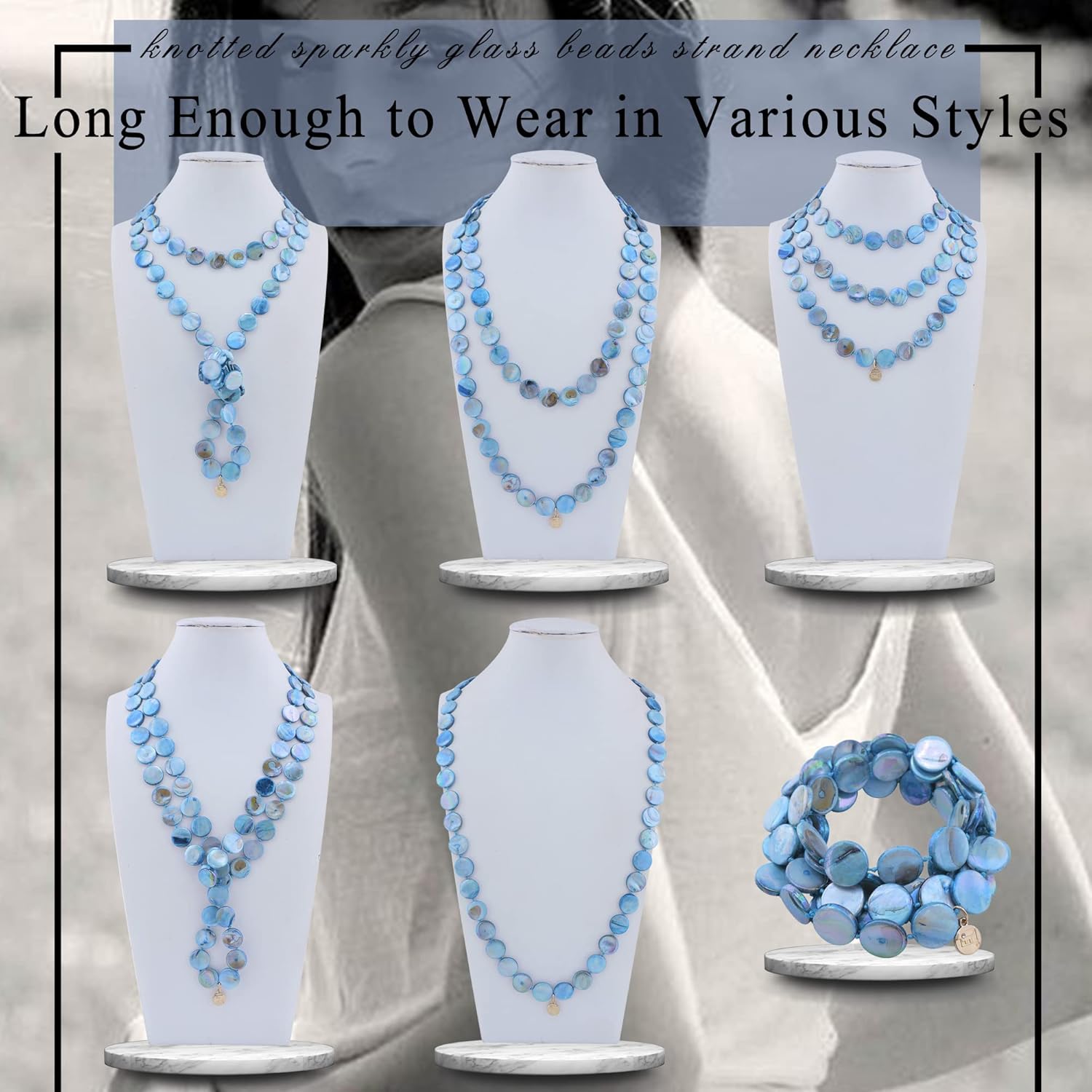 Firstmeet Flat Round Coin Shell Beads Long Knotted Necklace Natural Mother of Pearl Handmade Jewelry For Women - Image 4