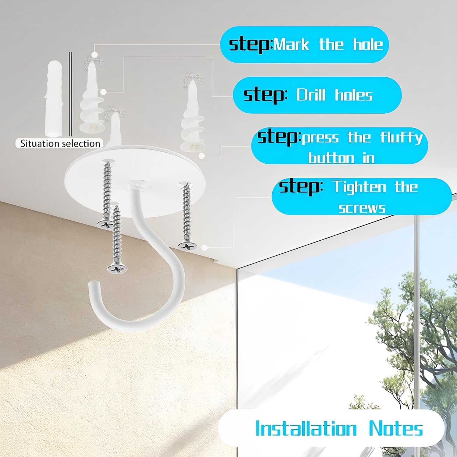 Ceiling Hooks for Hanging Plants 3 Pack, Plant Hanger Indoor Hanging Hooks