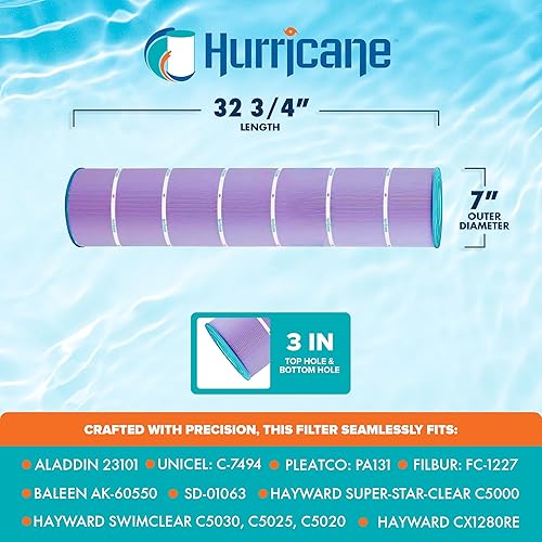 Miniatura 3 de Hurricane Filtros HF7494-04P Paquete de 4 cartuchos de filtro de piscina de platino púrpura  Repuesto para Pleatco PA131, Unicel C-7494, Filbur