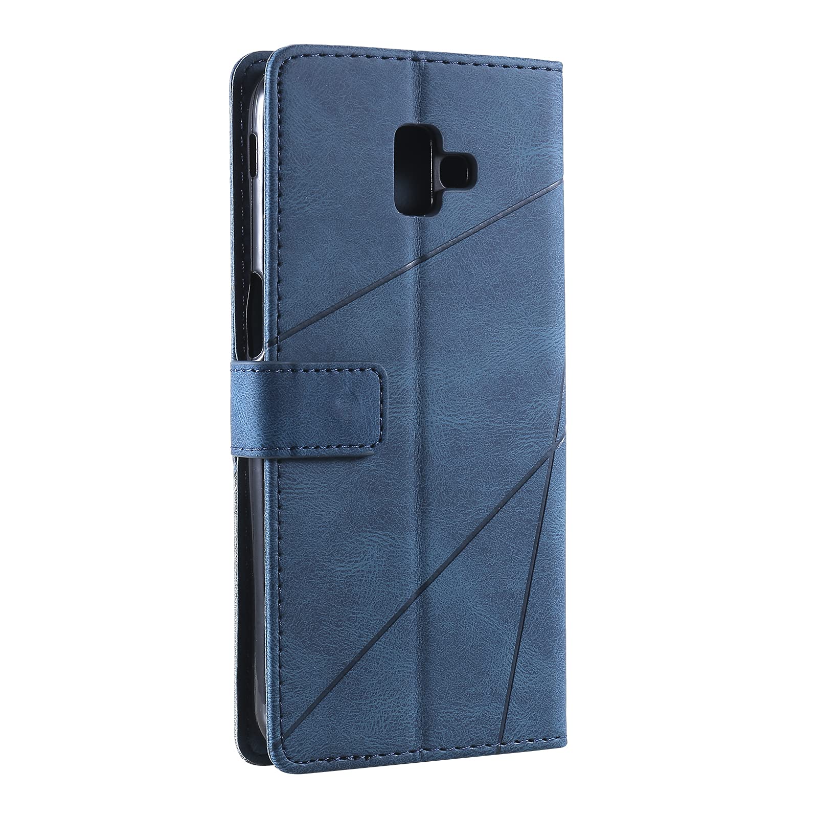KANVOOS Cover per Samsung Galaxy J6 Plus 2018, Custodia a Libro in Pelle PU con Silicone TPU, Antiurto Flip Portafoglio per Samsung J6 Plus 2018 (Blu