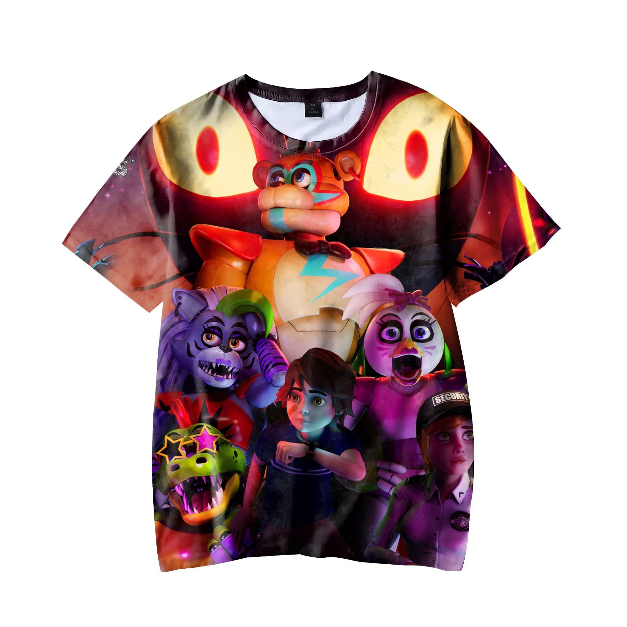 NOAFUNZO FNAF - Camisetas para niños y niñas, camisetas de manga corta con estampado 3D de personajes de anime Five Nights Game, camisetas de manga corta, estilo casual de moda para fiestas