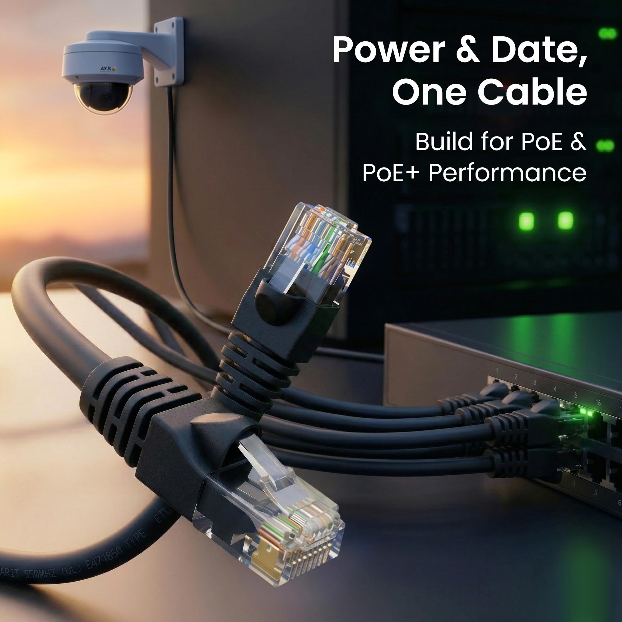 GearIT Cable Ethernet Cat6 de 0,5 pies, sin enganches, Cable de Red LAN para computadora, Color Negro Negro 14 Feet (10-Pack)