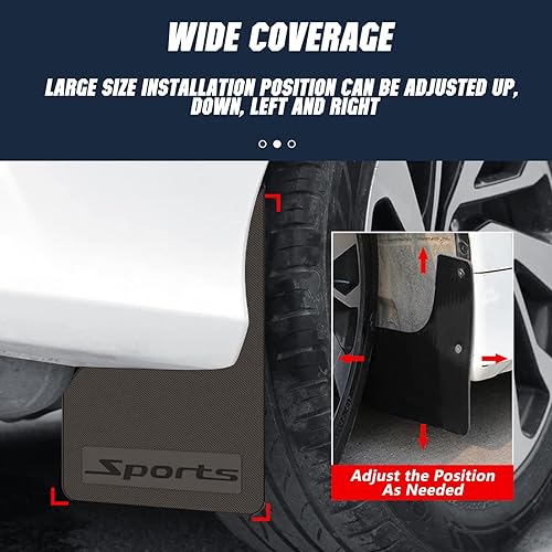 Miniatura 10 de Mini tamaño de goma suave coche universal aletas barro guardabarros para todo clima, se adapta a sedán, hatchbacks, accesorios exteriores negro +