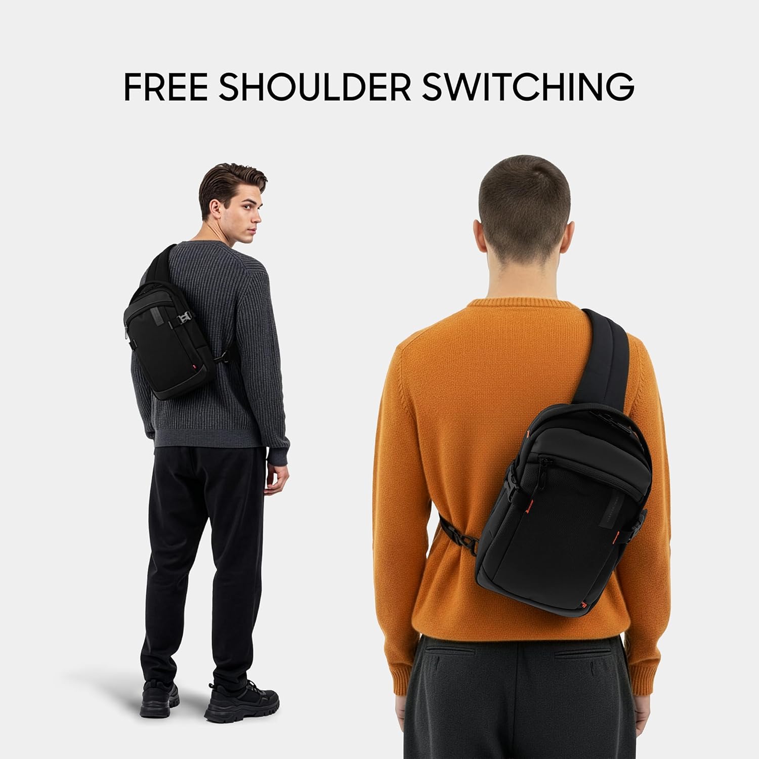 Sharper Image Crossbody Sling Bag for Men and Women, Water Resistant Cross Body Backpack, Chest Bag w/Adjustable Shoulder Strap, Casual Daypack for Outdoor Travel Hiking, Black (Venture Collection)