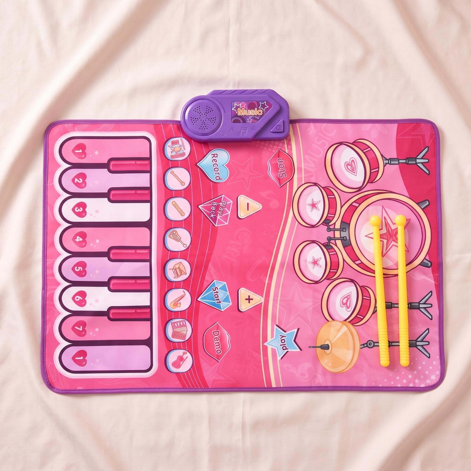 Amagogo Tappeto con Batteria Morbido | Educativo, Tappeto Batteria e, Multifunzionale, per Cameretta, Casa, Bambini,
