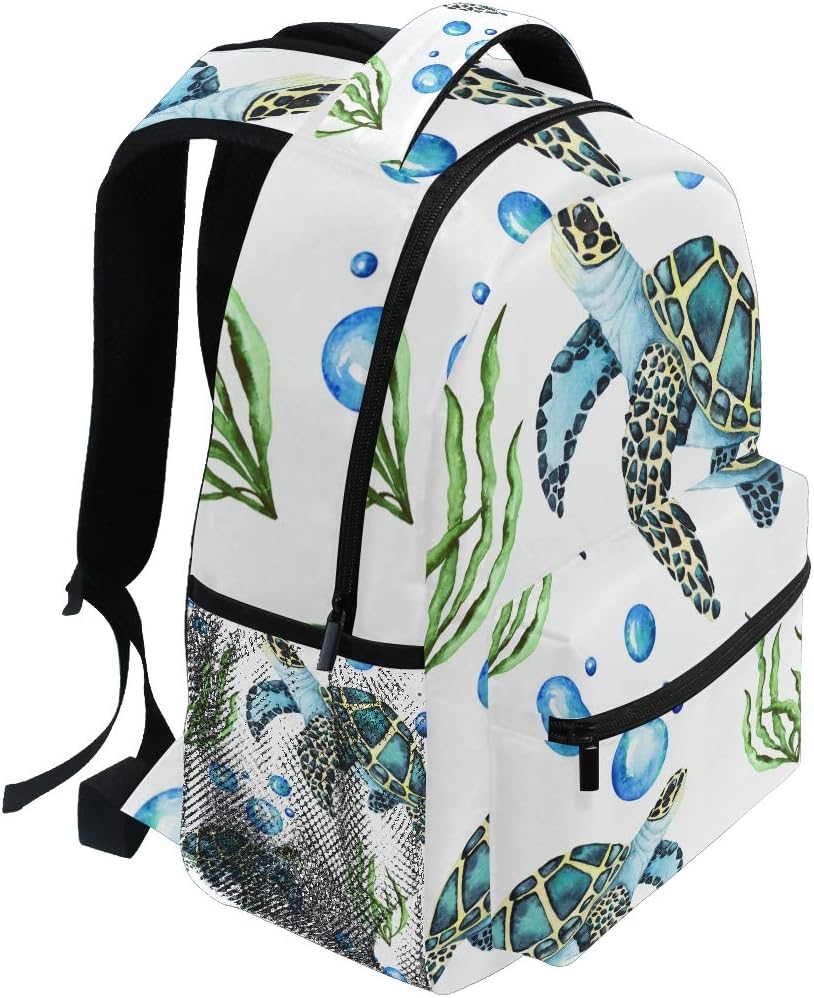 senya School Backpack Watercolor Sea Turtles Bookbag for Boys Girls Travel Bag One Size - Image 2