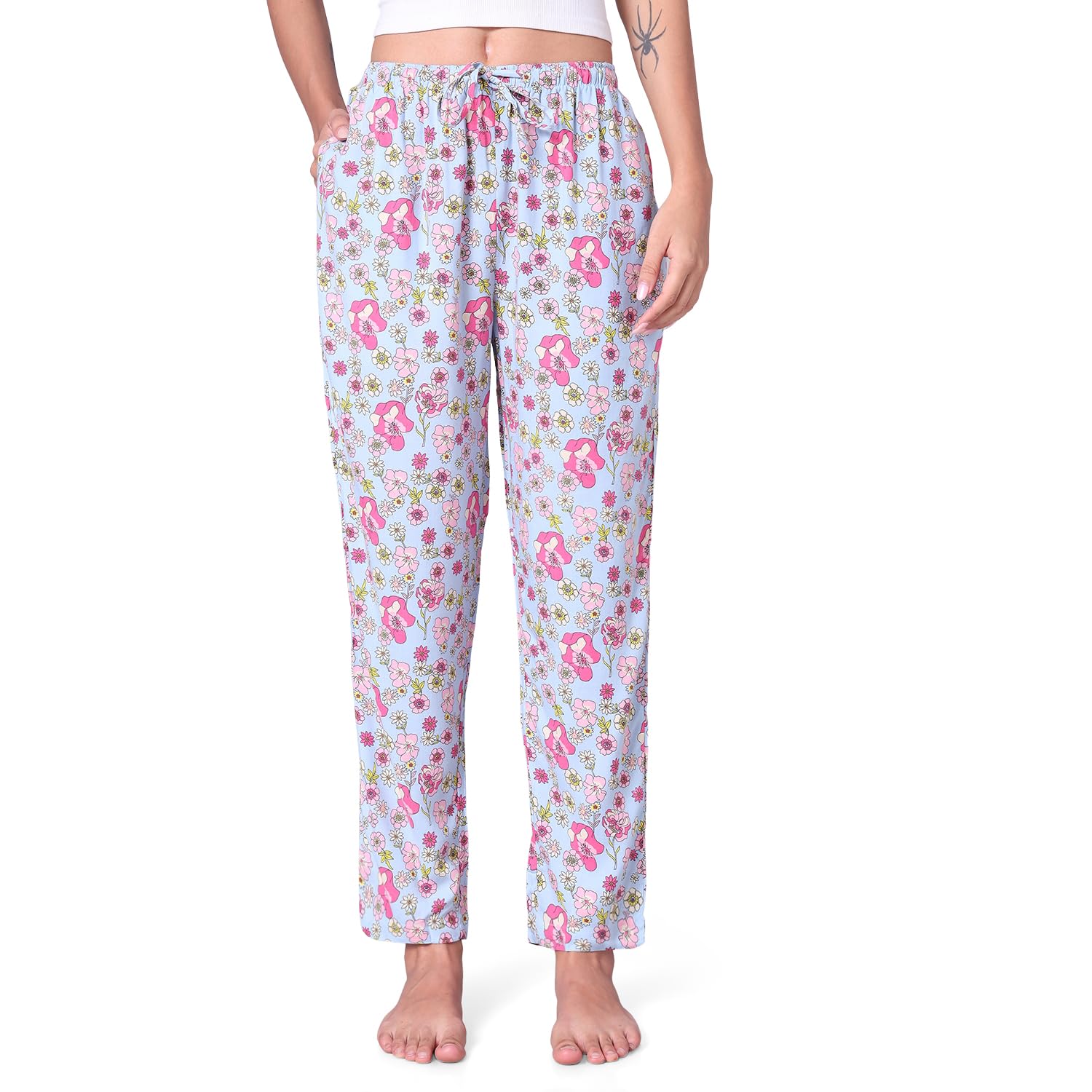 urban scottish Women Floral Printed Pyjama with Side Pockets-picture-49