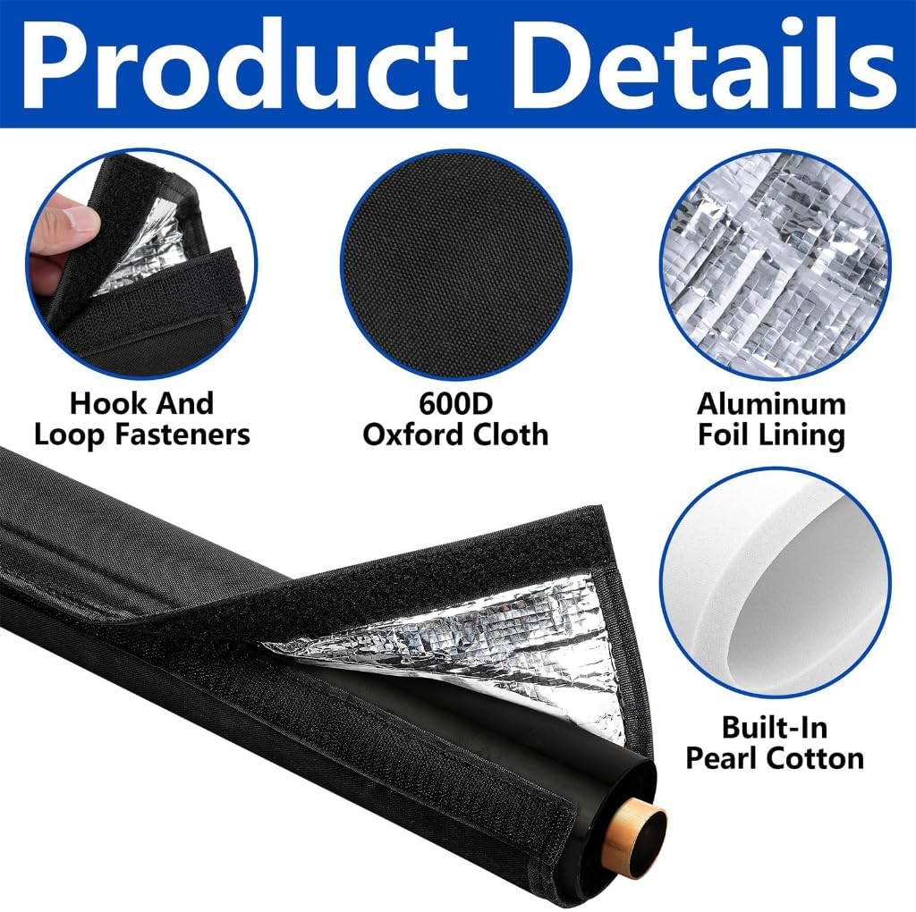 AC Pipe Protector Thermal Reflective Sleeve & Tear-Resistant Oxford Cloth for Home/Business Use Watherproof Pipe Protector Aluminum Foil Black (White)