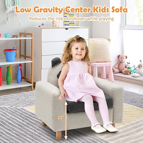 Miniatura 3 de Sofá para niños silla con reposabrazos para niños con cojín grueso muebles para niños pequeños con construcción de madera resistente para niños y