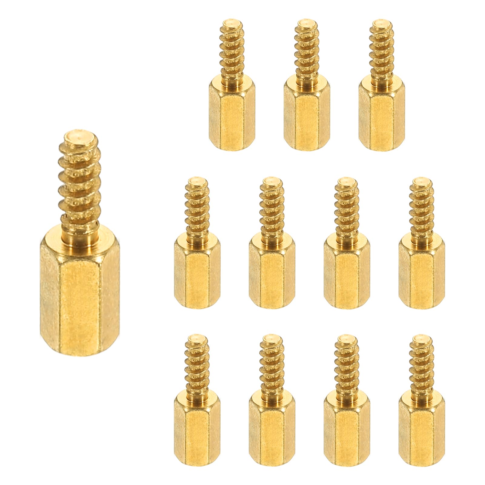 PATIKIL 12pcs M3 Male to Female Self-Tapping Hex Standoffs Spacers Pillars, M3 8+8mm Brass Motherboard Standoffs Copper