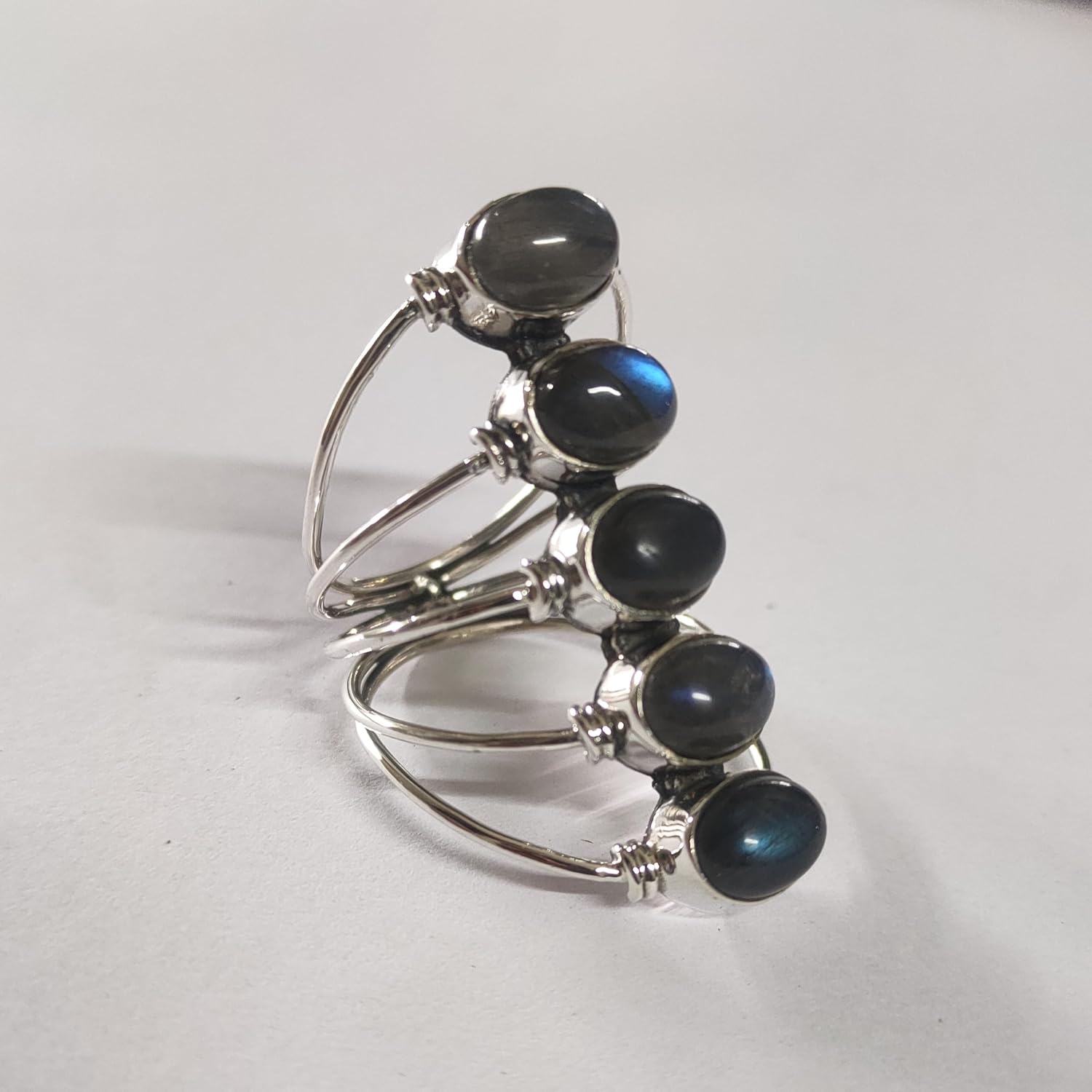 Natural Labradorite Ring, December Birthstone Ring, Oval Gemstone Ring ~ Labradorite Jewelry, Blue Flash Ring, Long Ring, Mothers Day Gifts