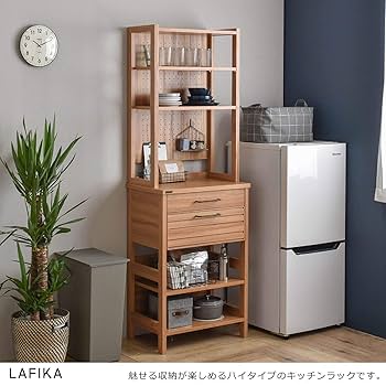 Amazon｜佐藤産業 LAFIKA キッチンラック 食器棚 幅60cm 奥行