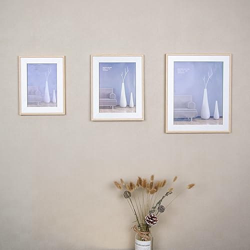 Miniatura 4 de Marco de fotos de 4 x 6 pulgadas (paquete de 3, grano de madera natural), marco de fotos de 4 x 6 pulgadas para exhibición de mesa y montaje en