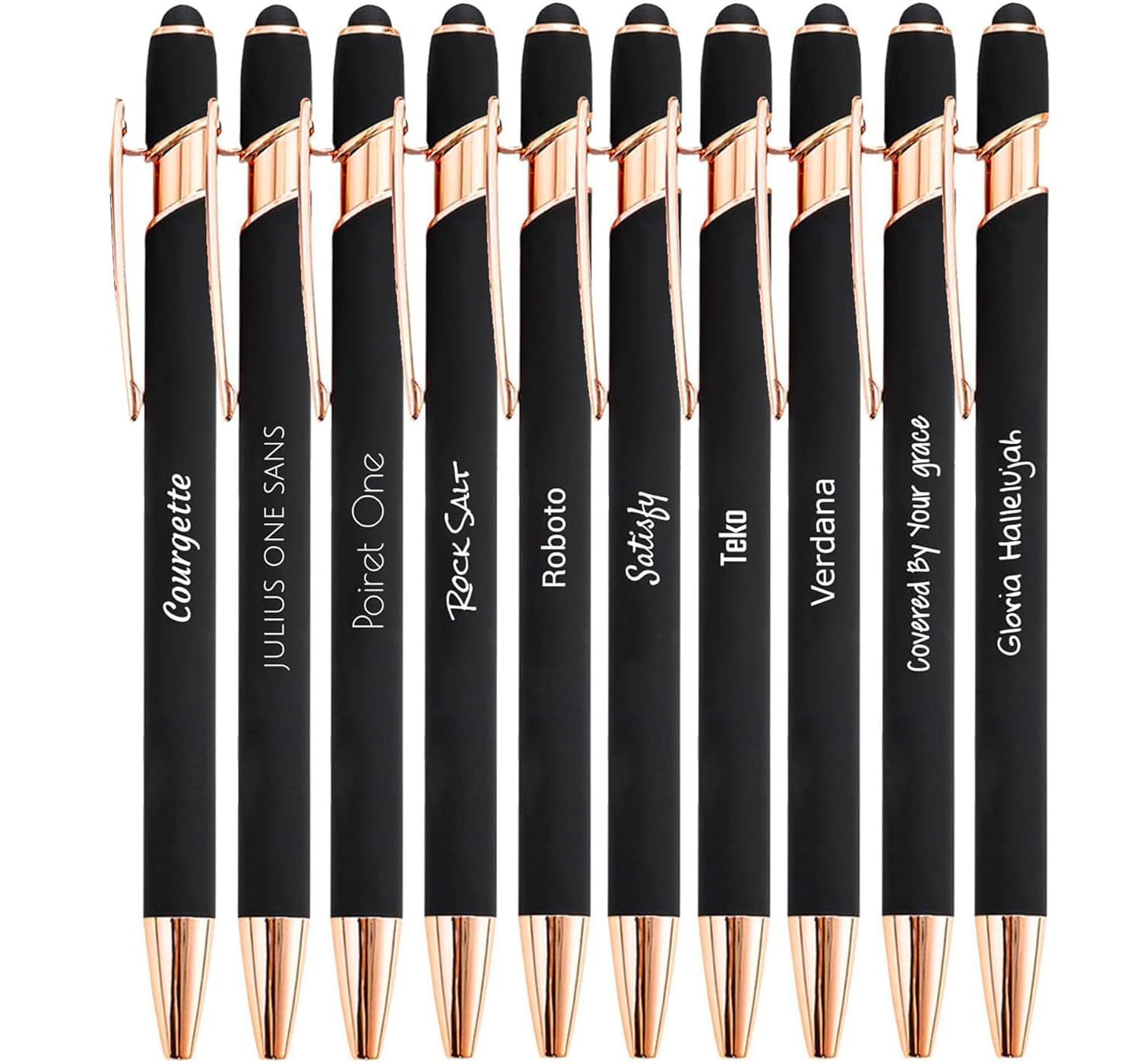 Jolis Papiers 2 in 1 Personalised Pen Copper Rose Gold Edition, Silver, Black, Navy Blue, Taupe, Bordeaux, Green, Pen with personalised text (Black Copper Edition, 10) — image 1