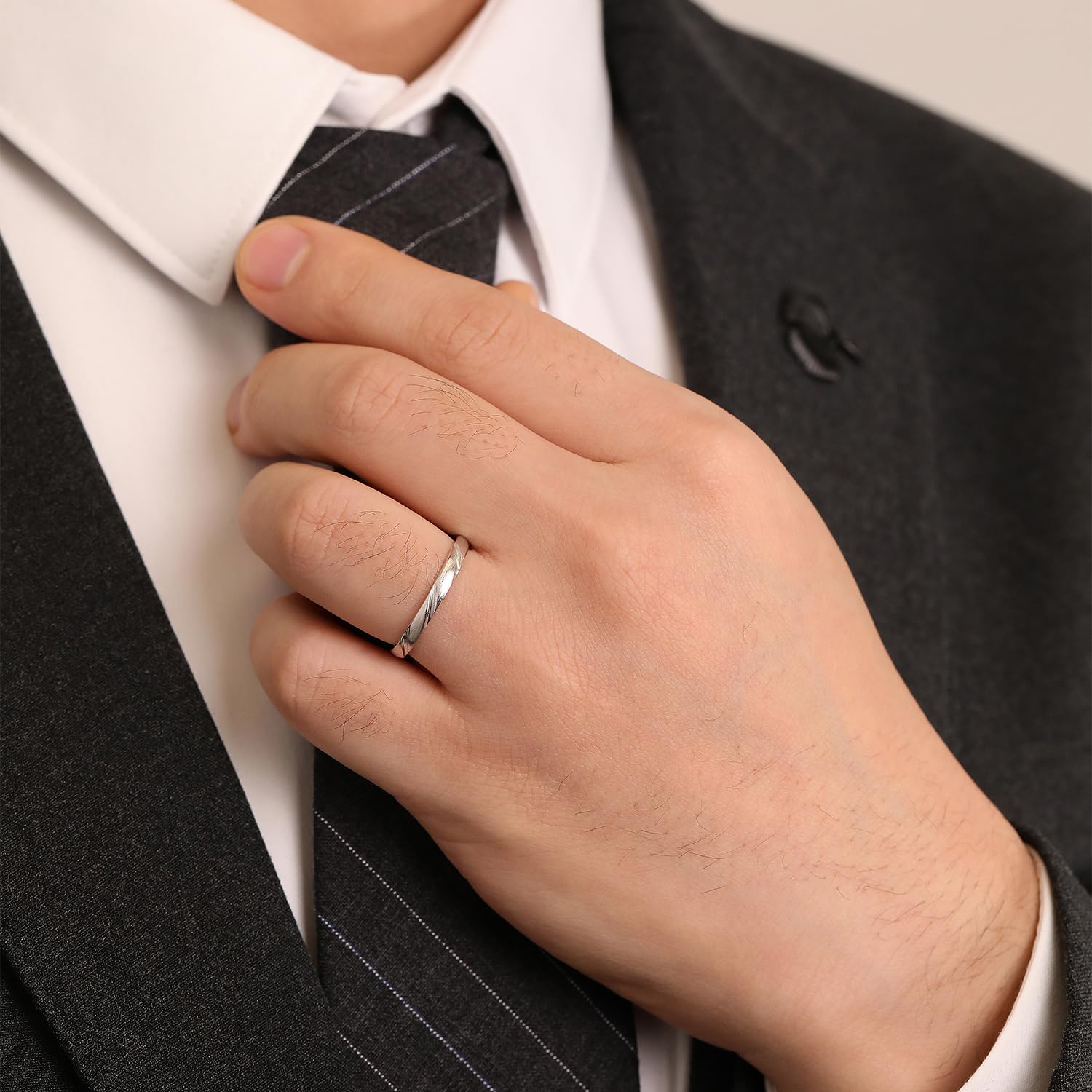 Meissa Alianzas de Plata Pareja Anillo de Compromiso y Boda Plata de ley 925 para Novios Hombres y Mujeres Adjustable Joyería Aniversario el Día de San Valentín (Juego de dos anillos)