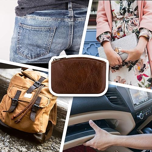 Miniatura 5 de Nabob Leather - Monedero de cuero genuino con cremallera fabricado en Estados Unidos