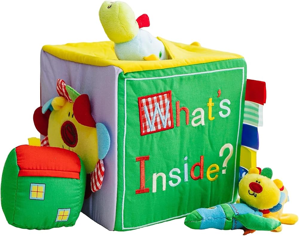 What in the Box, 아기를 위한 물체 영구 장난감, 내부에 숨겨진 부드러운 플러시 장난감, 고대비, BPA 프리, 유아를 위한 발달 선물, 0-12개월 — 사진 1