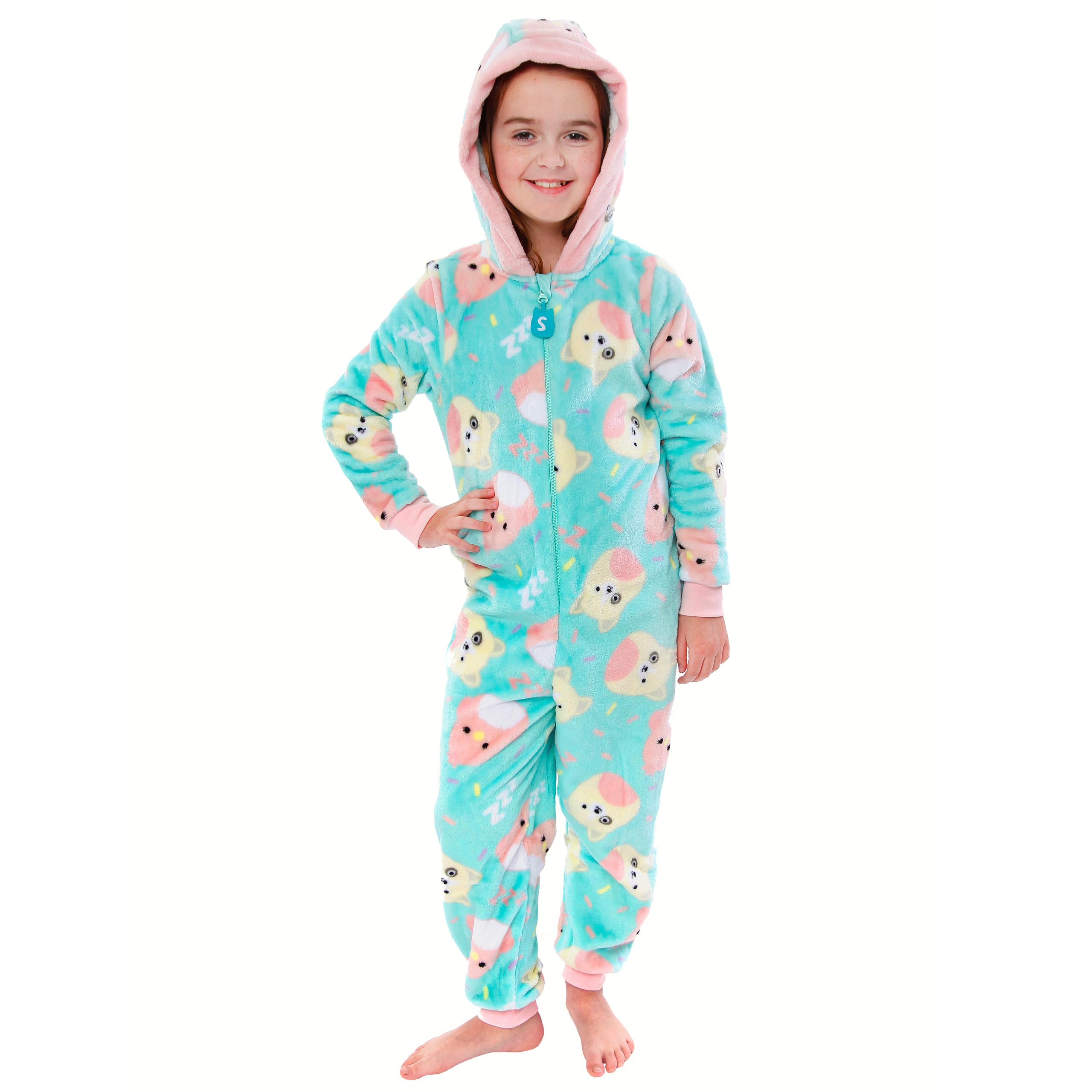 Squishmallows Dziewczyny Polarowe Onesie Charlie i Trina Kombinezon Kaptur