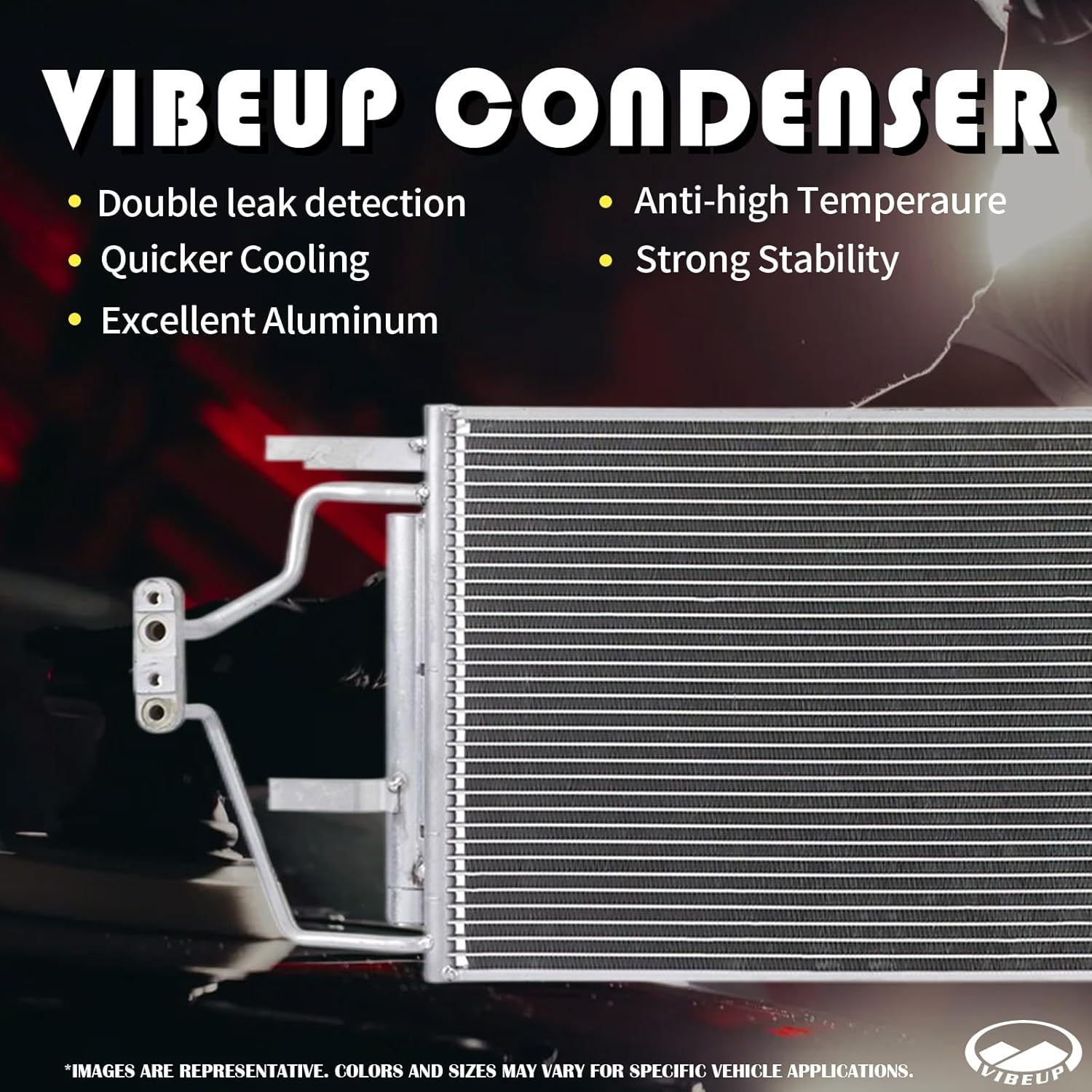 VibeUp 3296 Condenser Compatible With Toyota Tundra 2000-2005 3.4L 4.0L V6 4.7L V8 | Replaces 884600C050 3030190 884600C010 884600C020 P402526