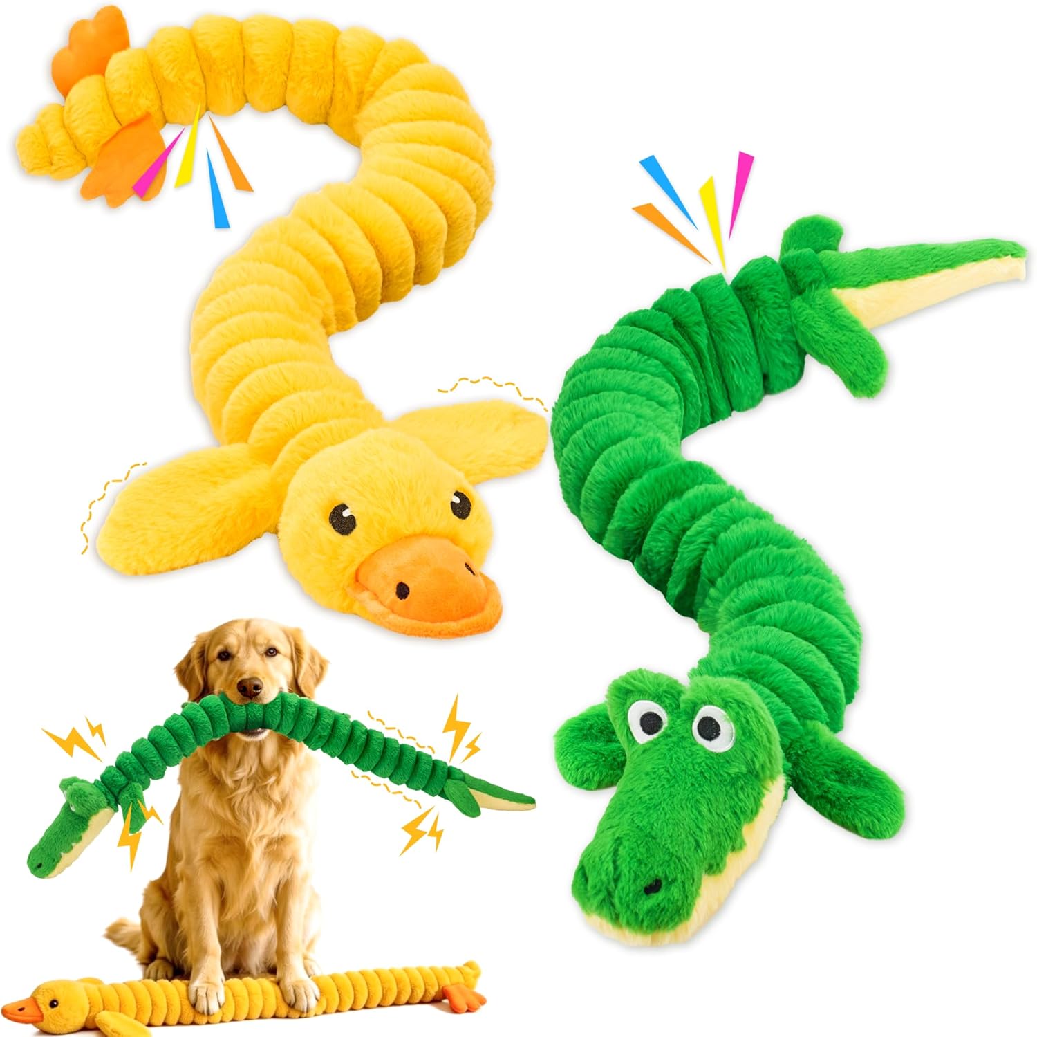 LECHONG 2-Pack Juguetes Squeaky Extra Largos 40" para Perros Grandes