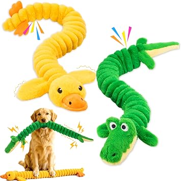 LECHONG 2-Pack 102cm Extra-Long Squeaky Dog Toys for Large Dogs, Soft Chew Plush Stuffed Animal Dogs Toy, Interactive Tug-of-War Dog Toys for All Dogs to Keep Them Busy