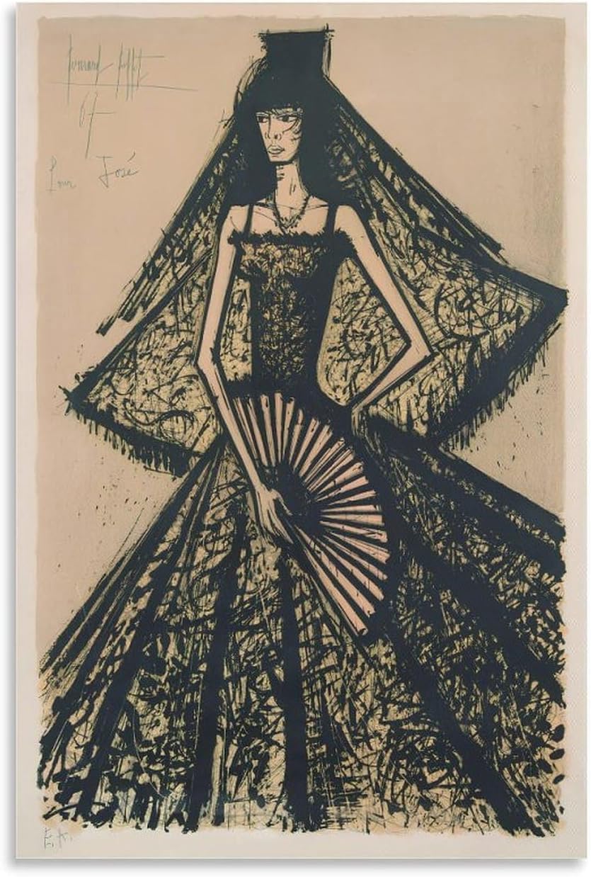 ZZYGGN GMGSW Carmen by Bernard Buffet Poster and Prints Vintage Wall Art Abstract Picture Bernard Buffet Canvas Painting for Office Decor 40x60cm Frameless