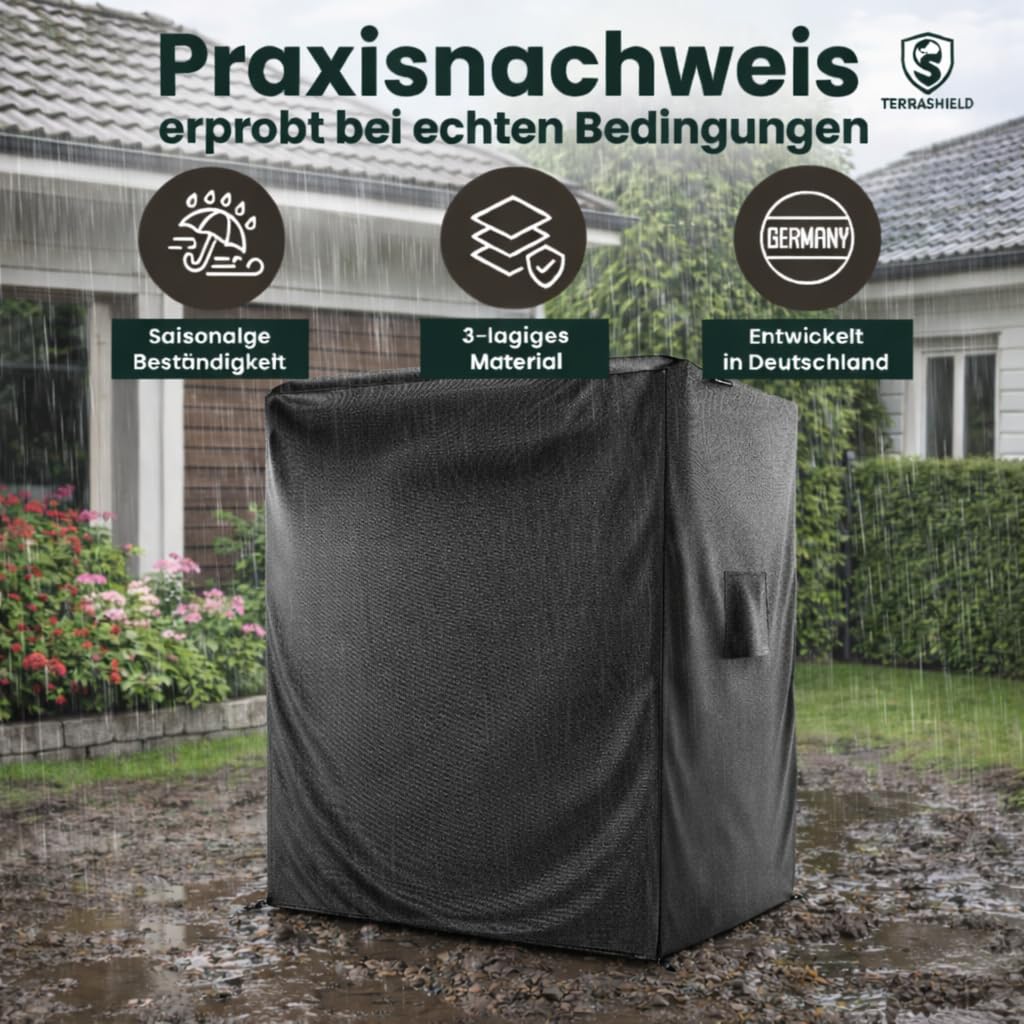 TERRASHIELD® Strandkorb Schutzhülle | wasserdicht winterfest wetterfest UV-beständig atmungsaktiv | 600D Oxford | Abdeckung Strandkorbhülle Abdeckhaube Abdeckplane | 120 x 90 x 160 B/T/H | schwarz