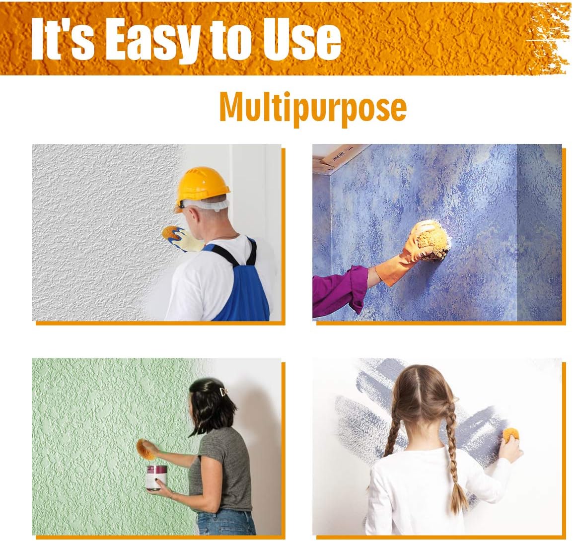 Knockdown Texture Sponge, Wall Patch, Drywall Patch/Repair, Texture Patch Sponge, Home Decor Sponge for DIY Painting Ceiling Wall Texture - 2 Pcs : Health & Household