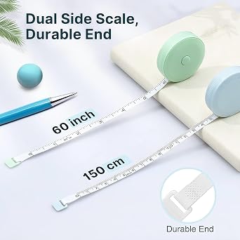 Tape Measure Measuring Tape for Body Measurements Dual Sided Soft Fabric Sewing Ruler Small Push ButtonDouble Scales,150cm X 4 Pack