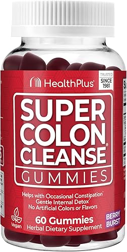 Health Plus Gomitas Super Colon Cleanse, suministro para 15 días de alivio suave durante la noche del estreñimiento ocasional, extracto de hoja de