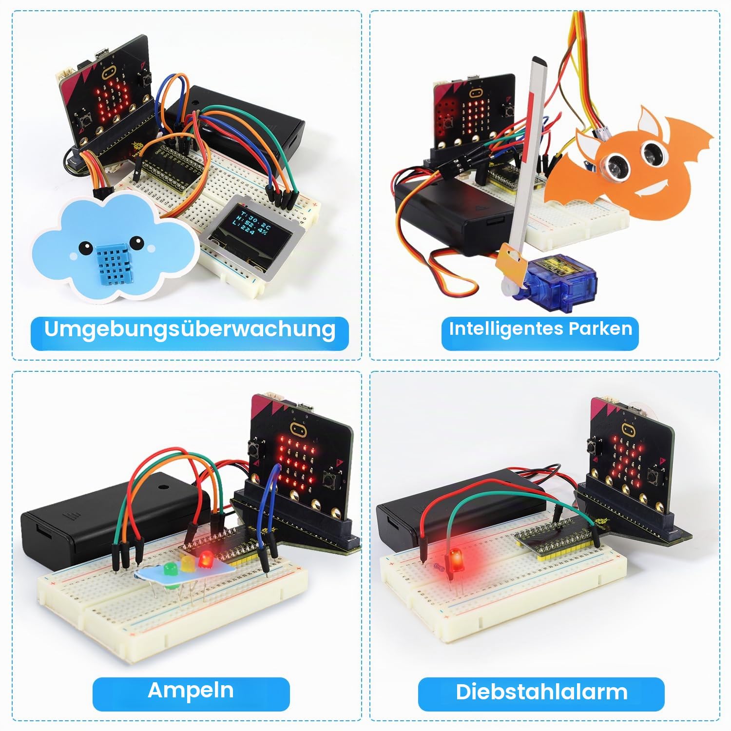 KEYESTUDIO BBC Microbit Starter Kit Sensor Module Kit with Micorobit V2 (include) for Micro bit V1, with MakeBlocks and Python Code, Detailed Online Tutorial, Example Projects