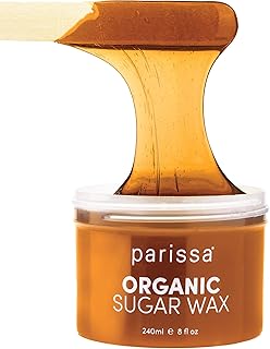 Parissa Legs & Body Organic Sugar Wax for Sensitive Skin, 100% Natural, Gentle & Washable Formula at Home Waxing Kit, Gree...