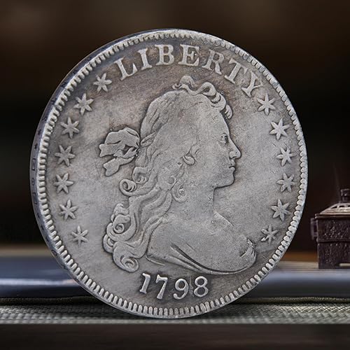 Miniatura 8 de Moneda de dólar de la libertad 1795 1796 1797 1798 - Moneda antigua chapada en plata, réplica coleccionable para coleccionistas de monedas,