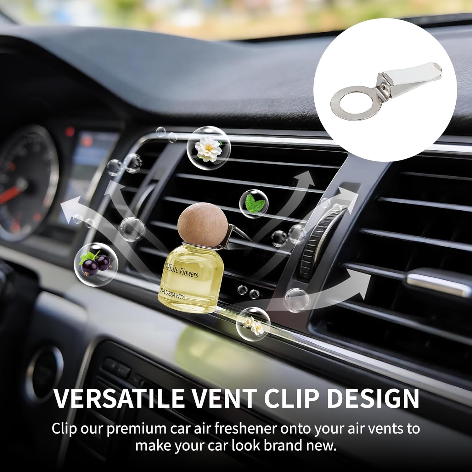 Car Air Freshener Diffuser 2 Pack Hanging Air Freshener Diffuser - White Flower Scent Car Fresheners Long Lasting Vent Clip Automotive Air Fresheners Gifts for Women Birthday, Valentine's Day - Image 4