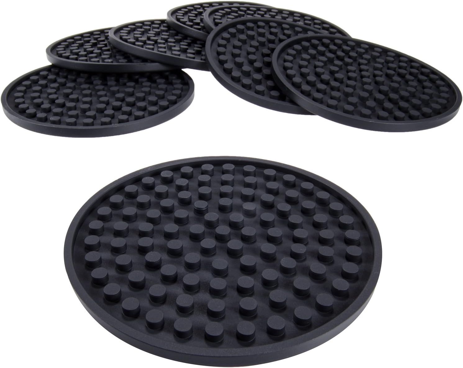 SunWen Silicone Drink Coaster,Black Set of 8,Tabletop Protection For Table Types Like Wood, Granite, Glass, Soapstone, Sandstone, Marble (Black-Set of 8)