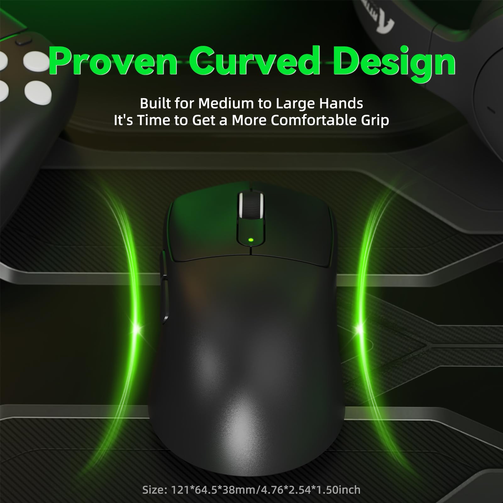 ATTACK SHARK V5 Mouse Gaming Wireless, 53g, Switch Ottici, MCU Nordic52840, Sensore PAW3950MAX, Ricevitore 8KHz LED, 20000 FPS, 42K DPI, BT/2.4Ghz/Cavo,500mAh