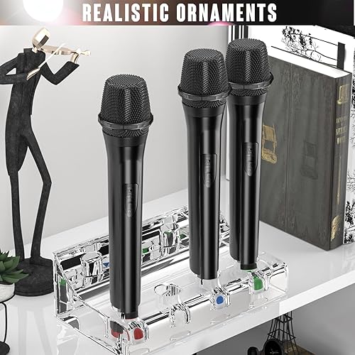 Vista 12 de Facmogu 3 micrófonos falsos, micrófono realista de plástico para niños, micrófono de juguete de simulación de Halloween para cosplay, disfraz de 3