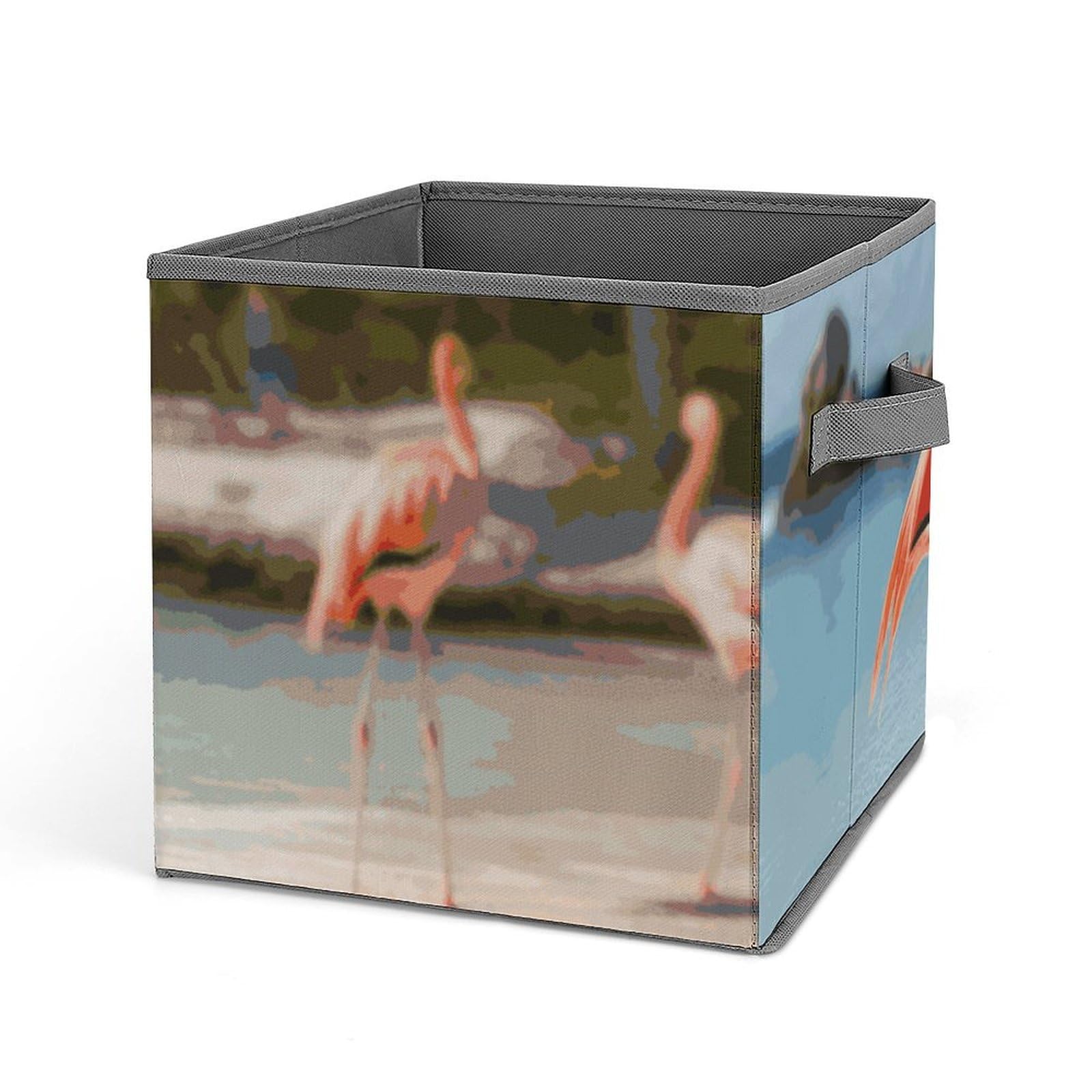 Bacs de rangement pliables flamant rose 27.6cm double poignée vêtement