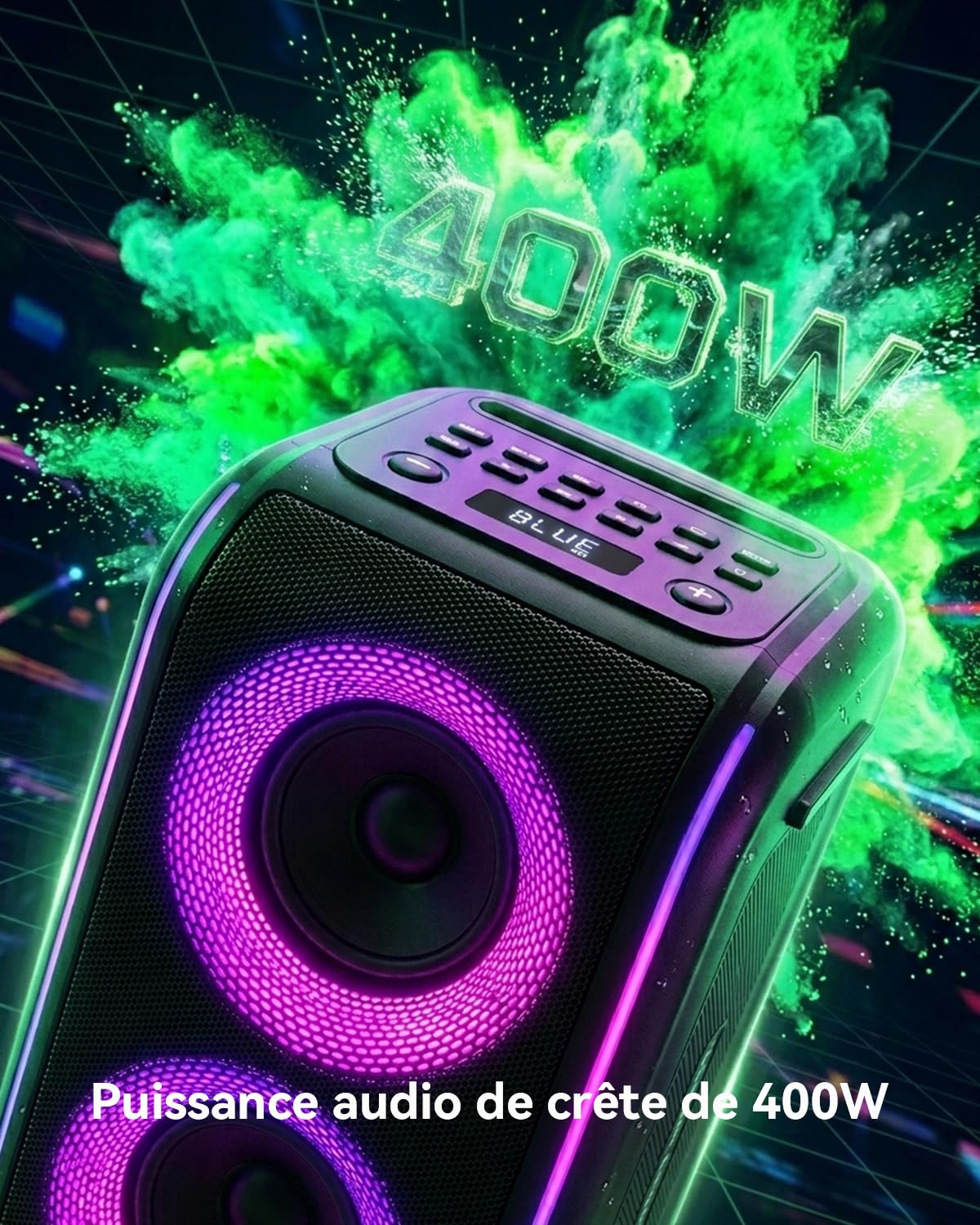 GKD62 Machine Karaoké, Enceinte Bluetooth 400W avec 2 Micros Sans Fil